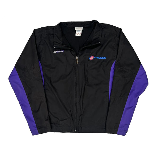 24 Hour Fitness Reebok Track Jacket - Large Black Nylon