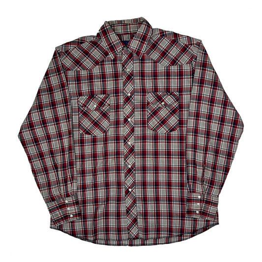 Vintage Wrangler Checked Flannel Shirt - Large Red Cotton