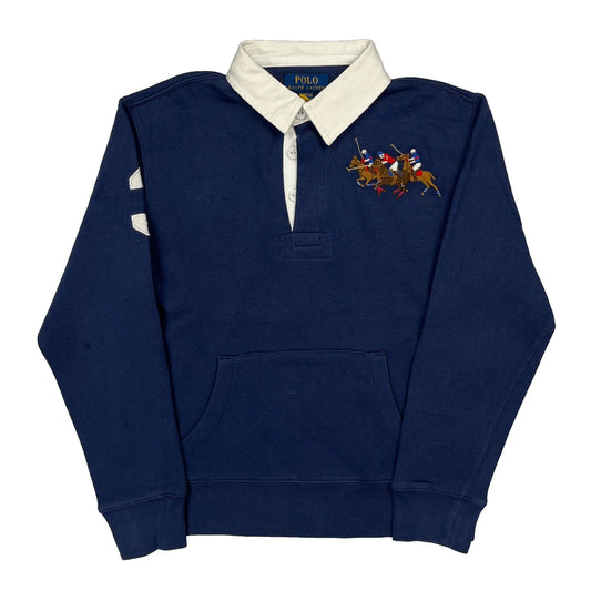 Age 10-12 Polo By Ralph Lauren Graphic Rugby Shirt - Medium Blue Cotton