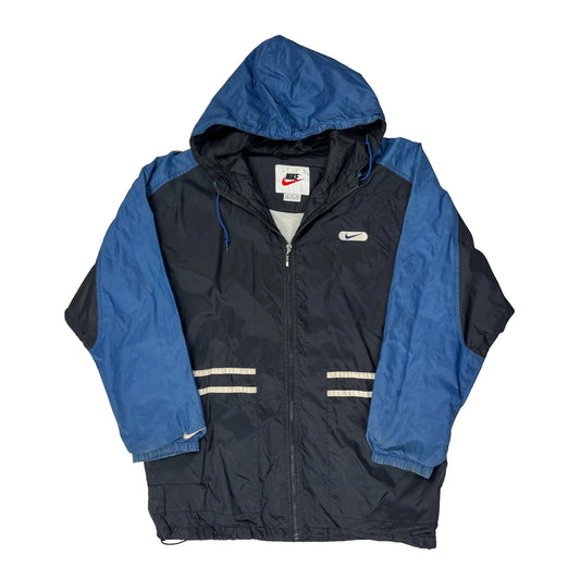 Vintage Nike Striped Windbreaker - Medium Blue Nylon