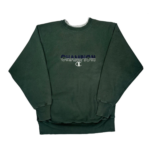 Faded 90S Champion Reverse Weave Sweatshirt - XL Green Cotton