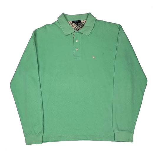 Burberry London Checked Polo Shirt - XL Green Cotton