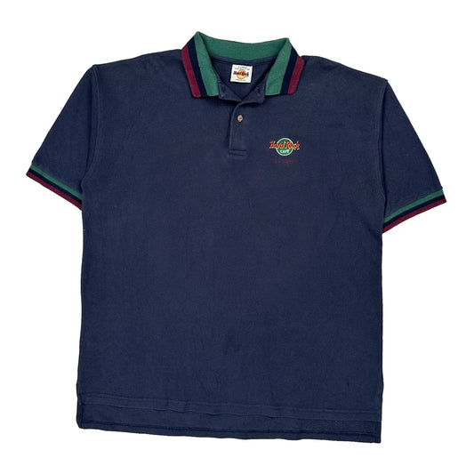 Hard Rock Cafe Polo Shirt - XL Blue Cotton