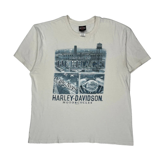 Alligator Alley Harley Davidson Graphic T-Shirt - XL White Cotton