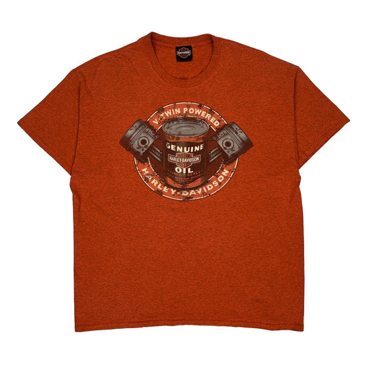 Lisle Harley Davidson Graphic T-Shirt - XL Orange Cotton