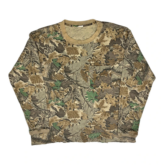 Faded Unbranded Camo Long Sleeve T-Shirt - XL Camo Cotton