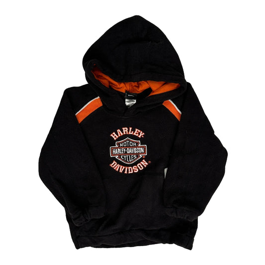 Age 2T Harley Davidson Spellout Hoodie - 2XS Black Polyester