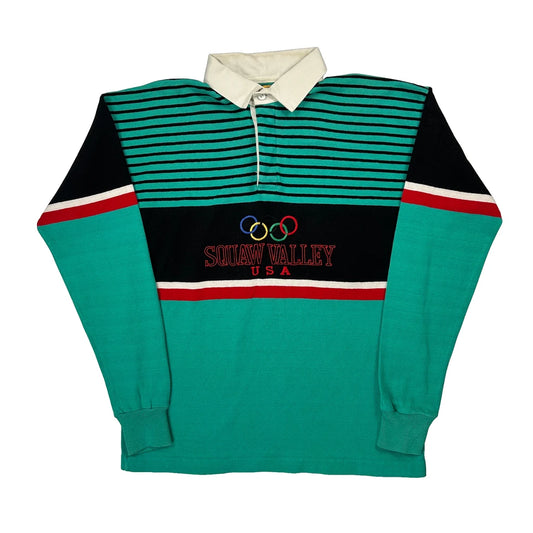 90S Dehen Squaw Valley USA Olympic Rugby Shirt - XL Green Cotton