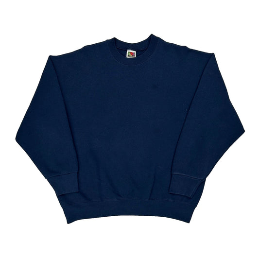 90S Blank Fruit Of The Loom Sweatshirt - XL Navy Cotton Blend