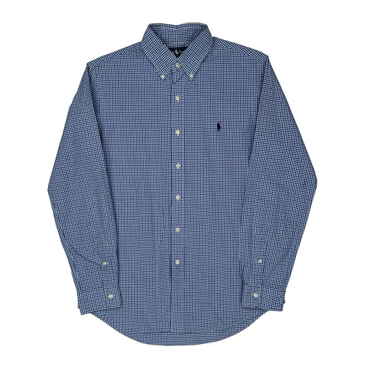 Custom Fit Ralph Lauren Checked Shirt - Medium Blue Cotton