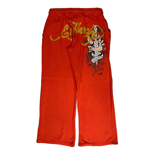 Ed Hardy Graphic Joggers - Medium Orange Cotton