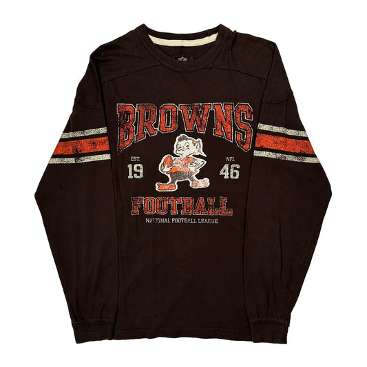Browns Nfl Long Sleeve T-Shirt - Small Brown Cotton