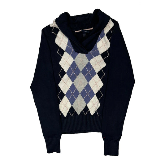 Tommy Hilfiger Argyle Jumper - Medium Navy Knitted
