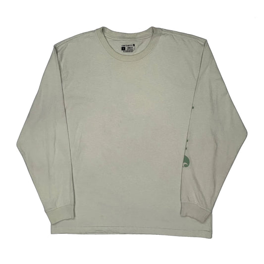 Carhartt Long Sleeve T-Shirt - Large Cream Cotton