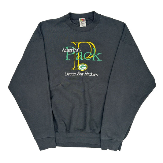 Green Bay Packers Fruit Of The Loom Football Sweatshirt - 2XL Black Cotton Blend