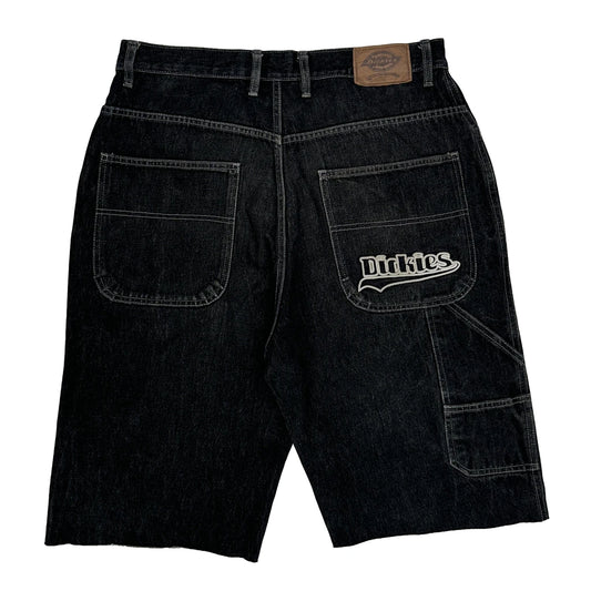 Dickies Double Knee Denim Shorts - 34W 11L Black Denim