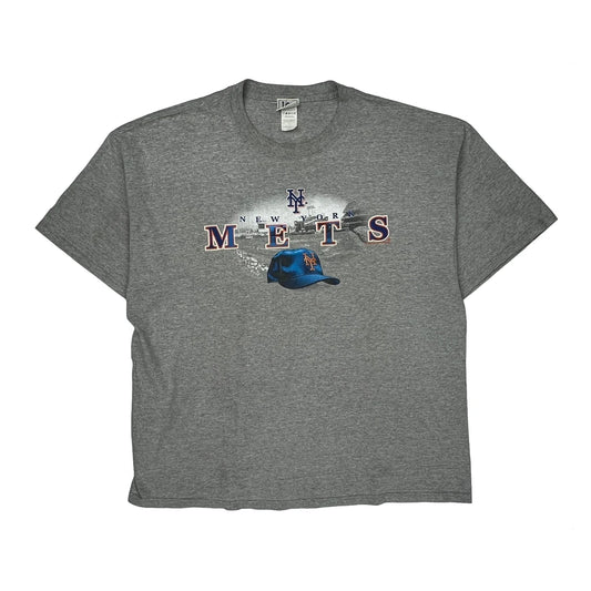 New York Mets Lee Sport Graphic T-Shirt - XL Grey Cotton Blend