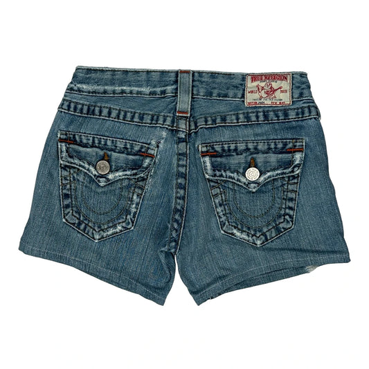 True Religion Mini Denim Shorts - 27W UK 4 Blue Denim