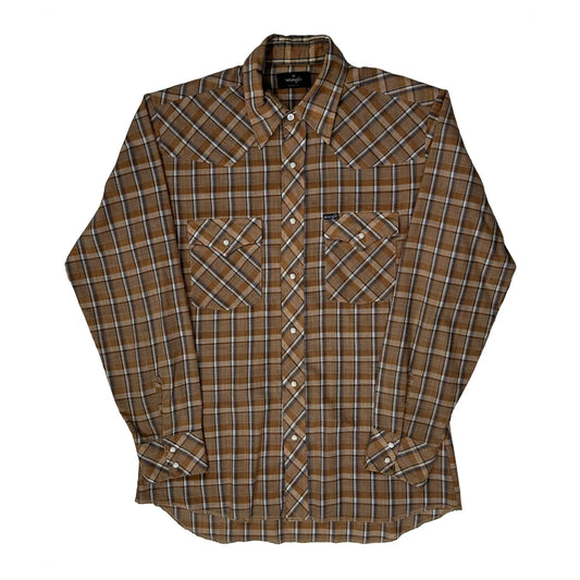 Wrangler Checked Flannel Shirt - Medium Brown Cotton