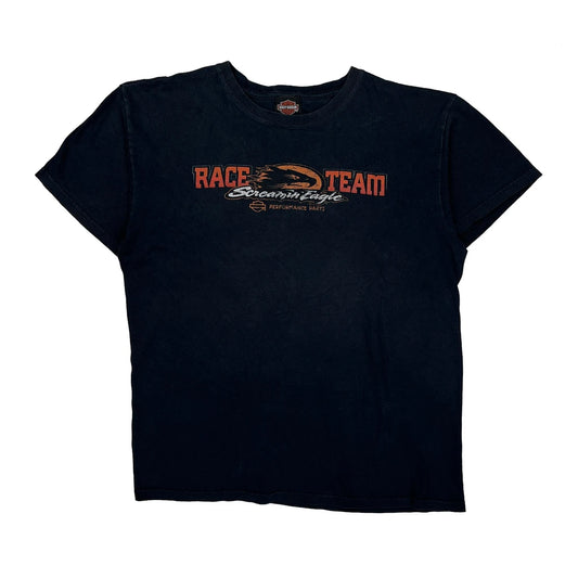Screamin' Eagle Harley Davidson Graphic T-Shirt - Medium Black Cotton