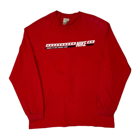 Vintage Nike Long Sleeve T-Shirt - XL Red Cotton
