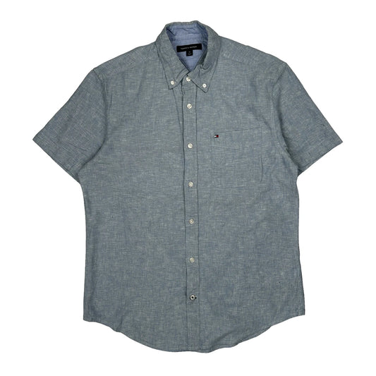 Vintage Tommy Hilfiger Short Sleeve Shirt - Medium Blue Cotton