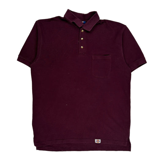 Dickies Polo Shirt - Large Burgundy Cotton