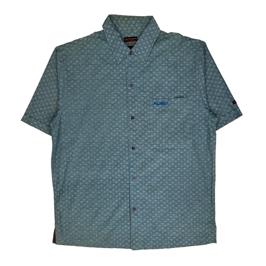 Fubu Checked Short Sleeve Shirt - Large Blue Cotton