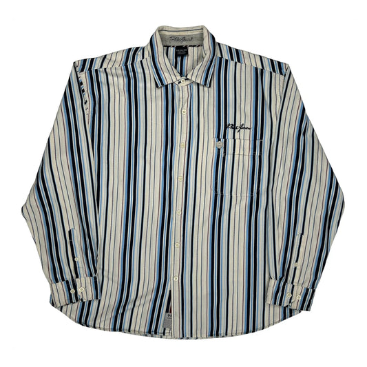 Phat Farm Striped Shirt - 3XL White Cotton