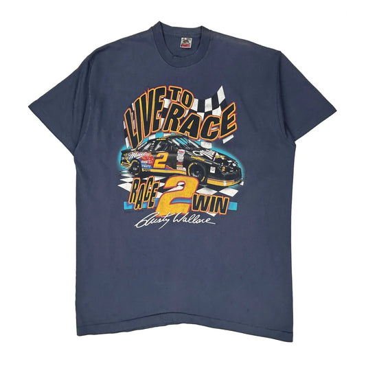 Rusty Wallace Fruit Of The Loom Nascar T-Shirt - 2XL Blue Cotton