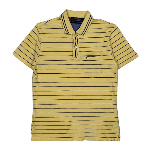 Tommy Hilfiger Striped Polo Shirt - Small Yellow Cotton