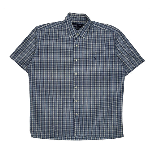 Greggor Ralph Lauren Checked Short Sleeve Shirt - Medium Blue Cotton