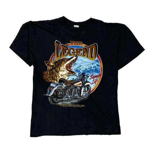 Unbranded Single Stitch T-Shirt - Medium Black Cotton