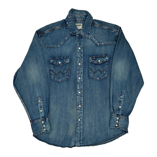 Wrangler Denim Shirt - Large Blue Denim