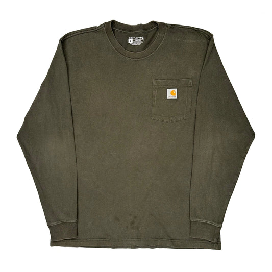 Carhartt Long Sleeve T-Shirt - Medium Green Cotton