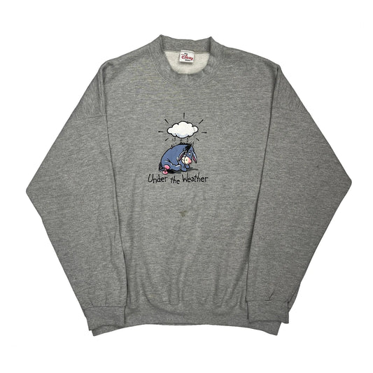 Eeyore Disney Cartoon Sweatshirt - XL Grey Cotton