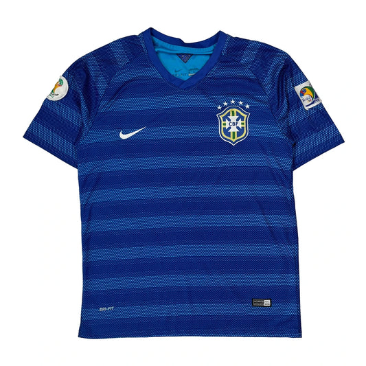 Vintage Brazil National Team Nike 2014-15 Away Football Shirt - XL Blue Polyester