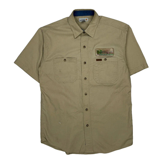 Vintage Carhartt Short Sleeve Shirt - Medium Beige Cotton