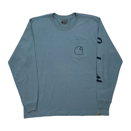 Carhartt Long Sleeve T-Shirt - XL Blue Cotton