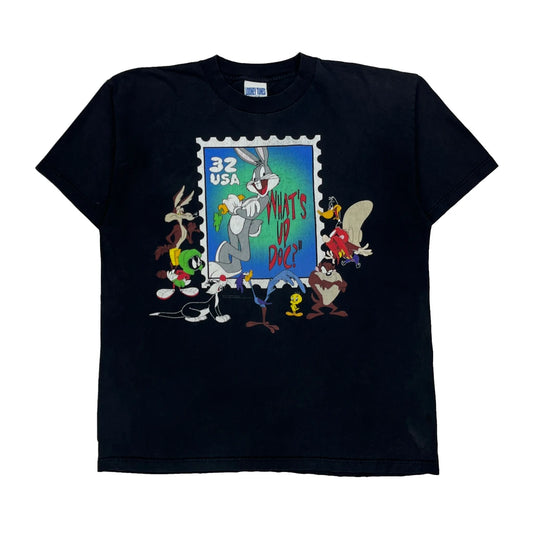 Bugs Bunny Looney Tunes Cartoon T-Shirt - Large Black Cotton