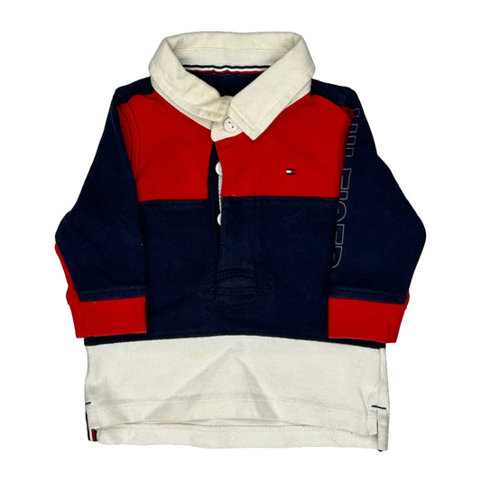 Age 3-6 Months Tommy Hilfiger Spellout Rugby Shirt - 2XS Navy Cotton