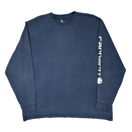 Carhartt Long Sleeve T-Shirt - XL Navy Cotton
