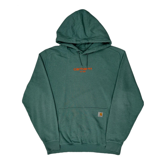 Carhartt Spellout Hoodie - Large Green Cotton Blend
