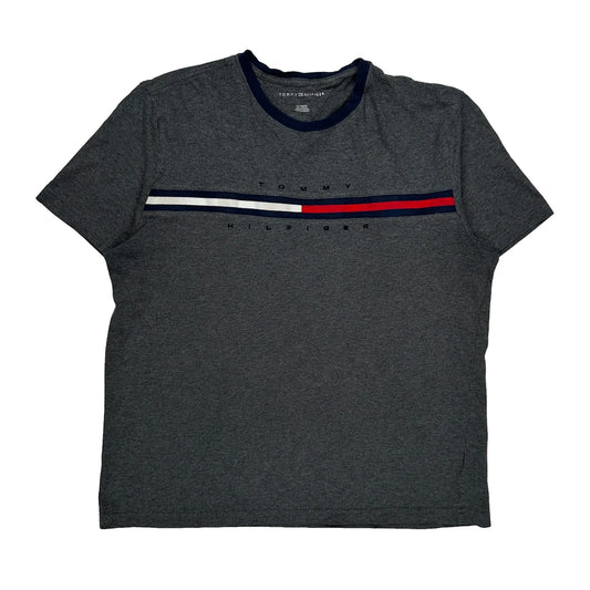 Tommy Hilfiger Striped T-Shirt - XL Grey Cotton