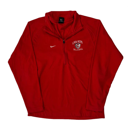 Vintage Lady Reds Volleyball Nike Collared Fleece - Medium Red Polyester