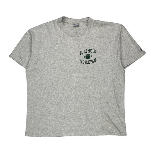 Vintage Illinois Wesleyan Football Champion College T-Shirt - 2XL Grey Cotton