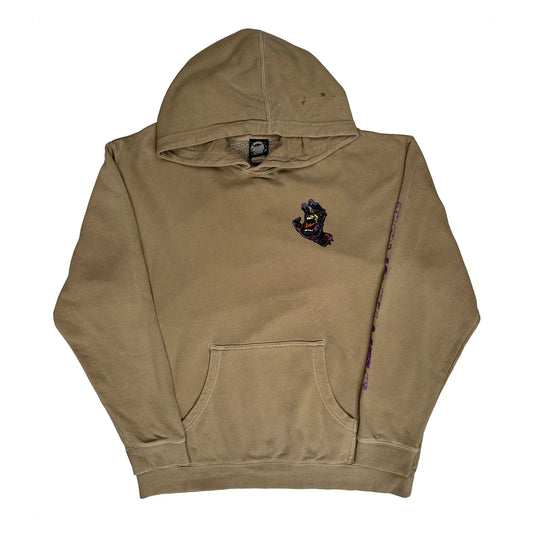 Vintage Santa Cruz Graphic Hoodie - Large Beige Cotton Blend