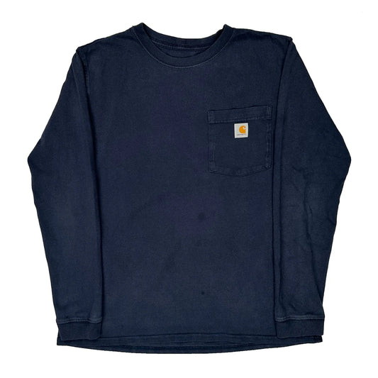 Carhartt Long Sleeve T-Shirt - Medium Navy Cotton