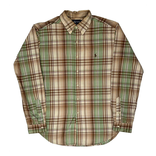 Ralph Lauren Checked Shirt - Large Beige Cotton