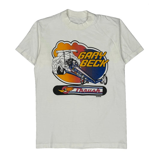 Vintage Gary Beck Unbranded Graphic T-Shirt - Small White Cotton
